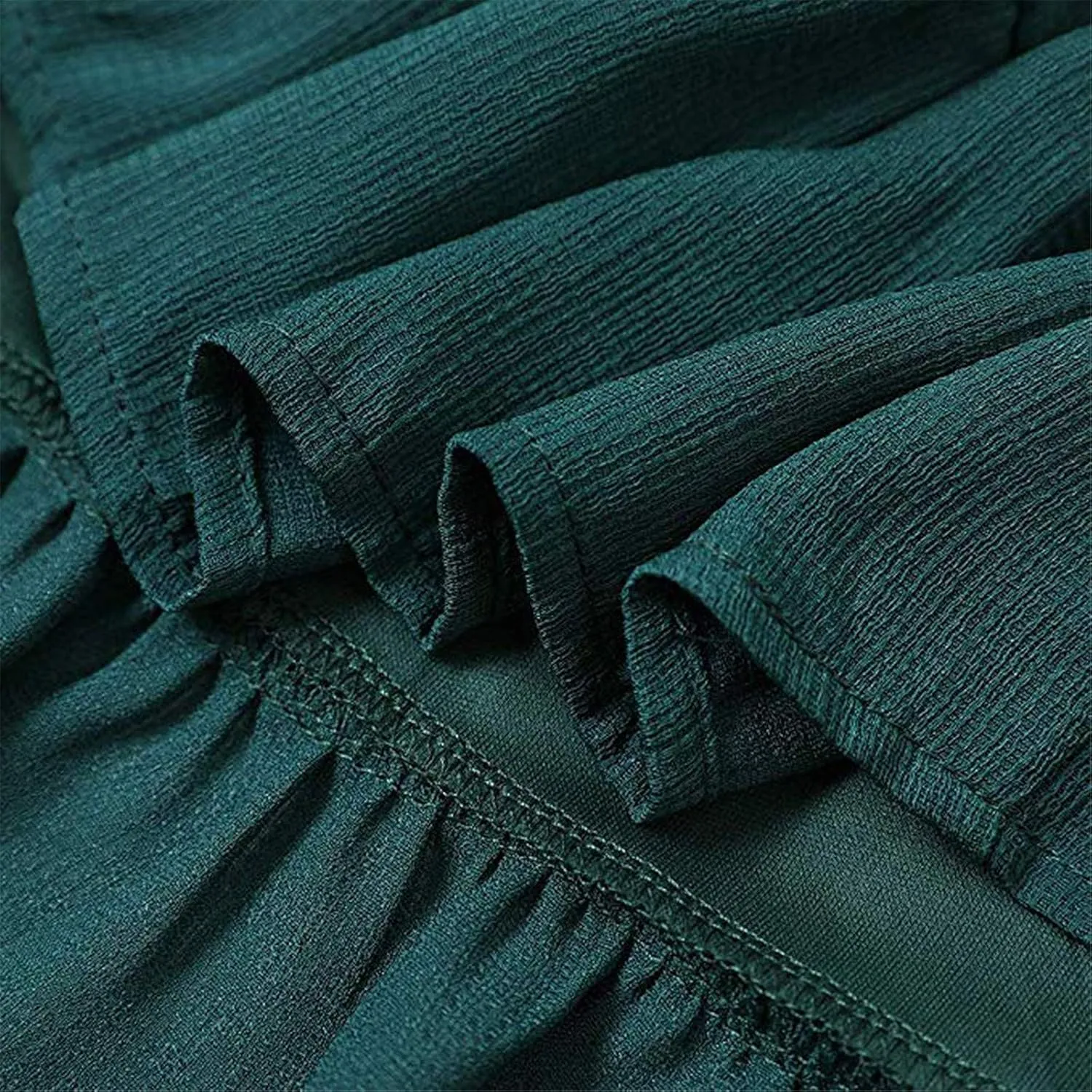 2023 Women's Ruffle Sleeve Round Neck Mini Dress Summer Casual Solid Loose Short Flowy Pleated Dress Swing Party Dress