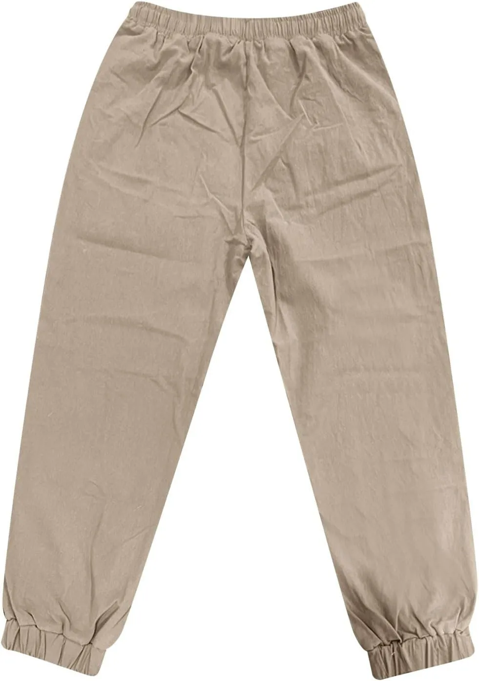 2025 Men's Cotton and Linen Solid Color Pants Drawstring Breathable Slim Fit Pants