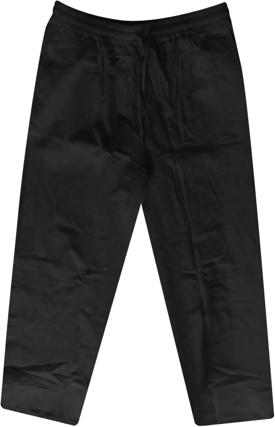 2025 Men's Cotton Linen Pants Elastic Waist Casual Solid Color Drawstring Straight Pants