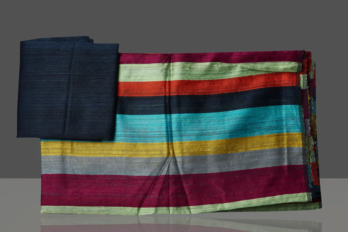 90L393 Multicolor Stripes Matka Silk Sari