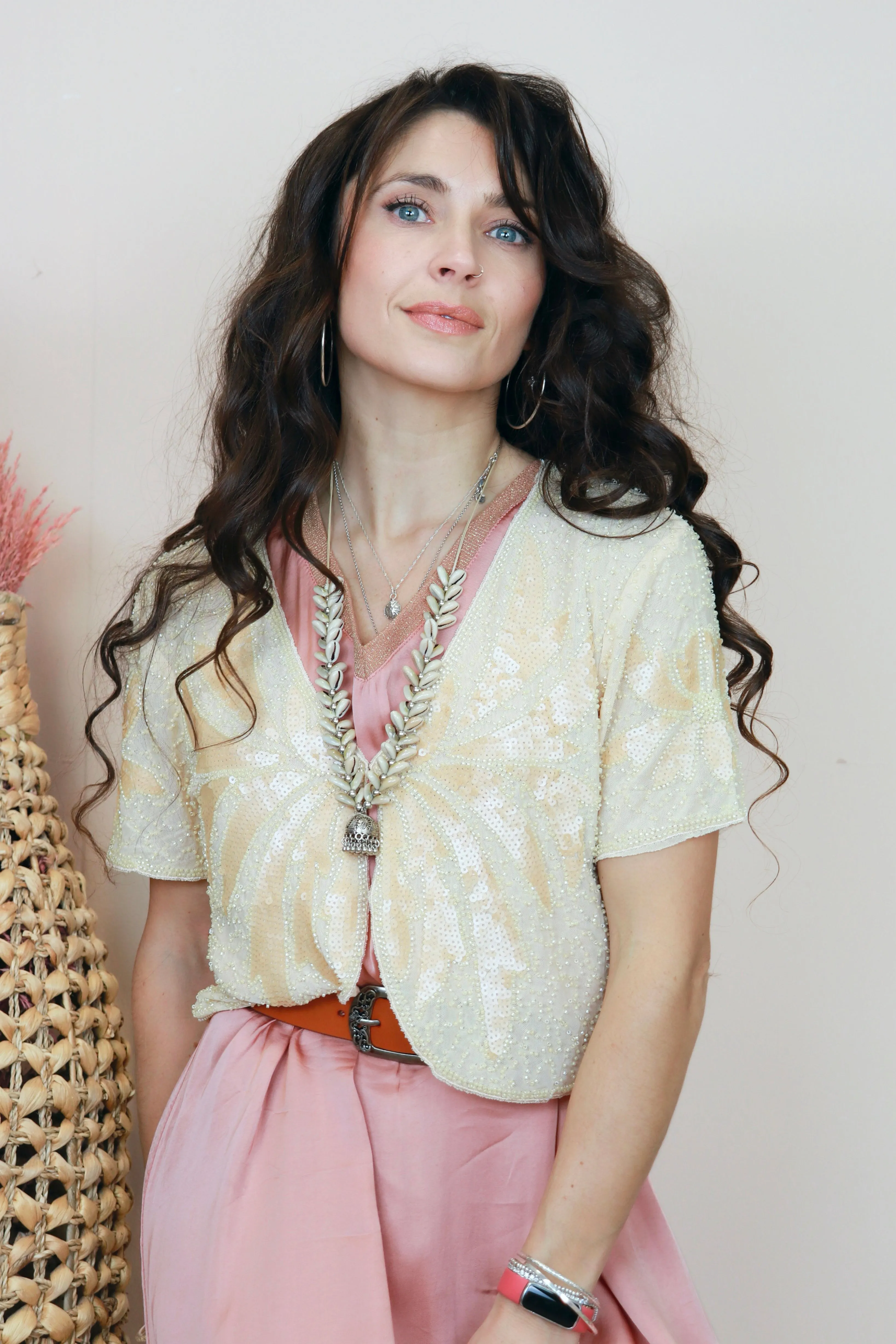 Beaded sequin detail top