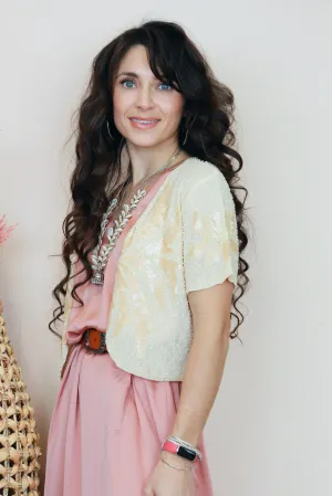 Beaded sequin detail top