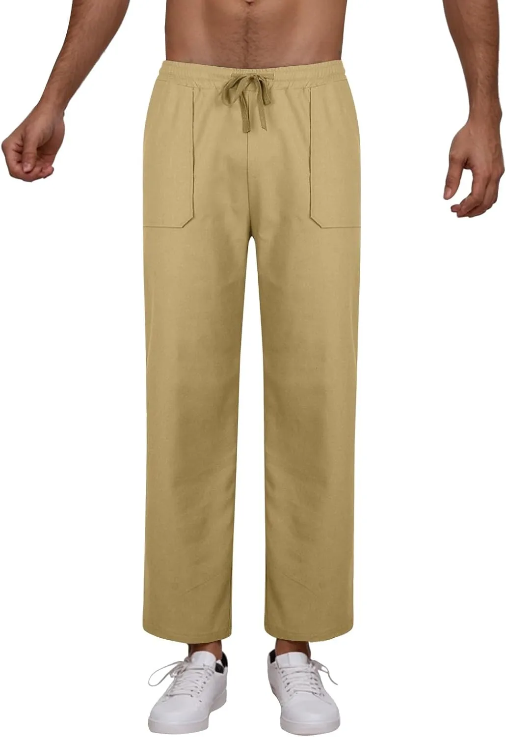 Casual Cotton and Linen Pants Men's Summer Elastic Waist Drawstring Slim-fit Tracksuit Pants 2025
