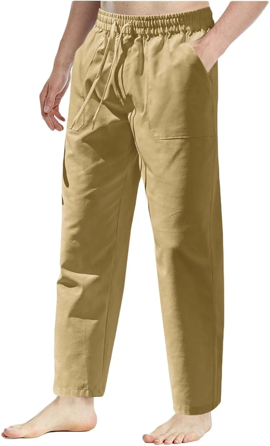 Casual Cotton and Linen Pants Men's Summer Elastic Waist Drawstring Slim-fit Tracksuit Pants 2025