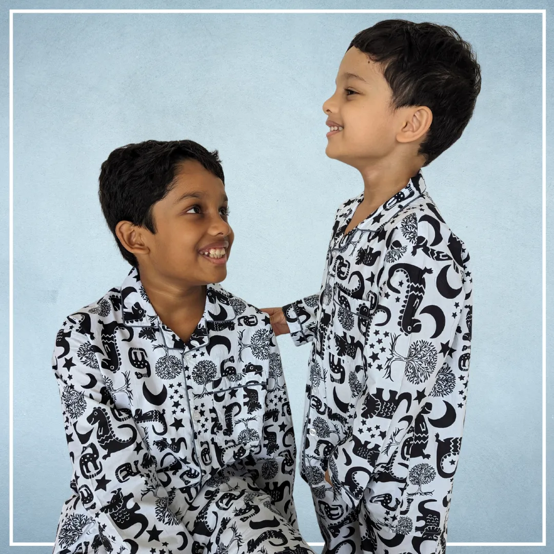 Cotton Night Suit for Kids | Dinosaur Dancing