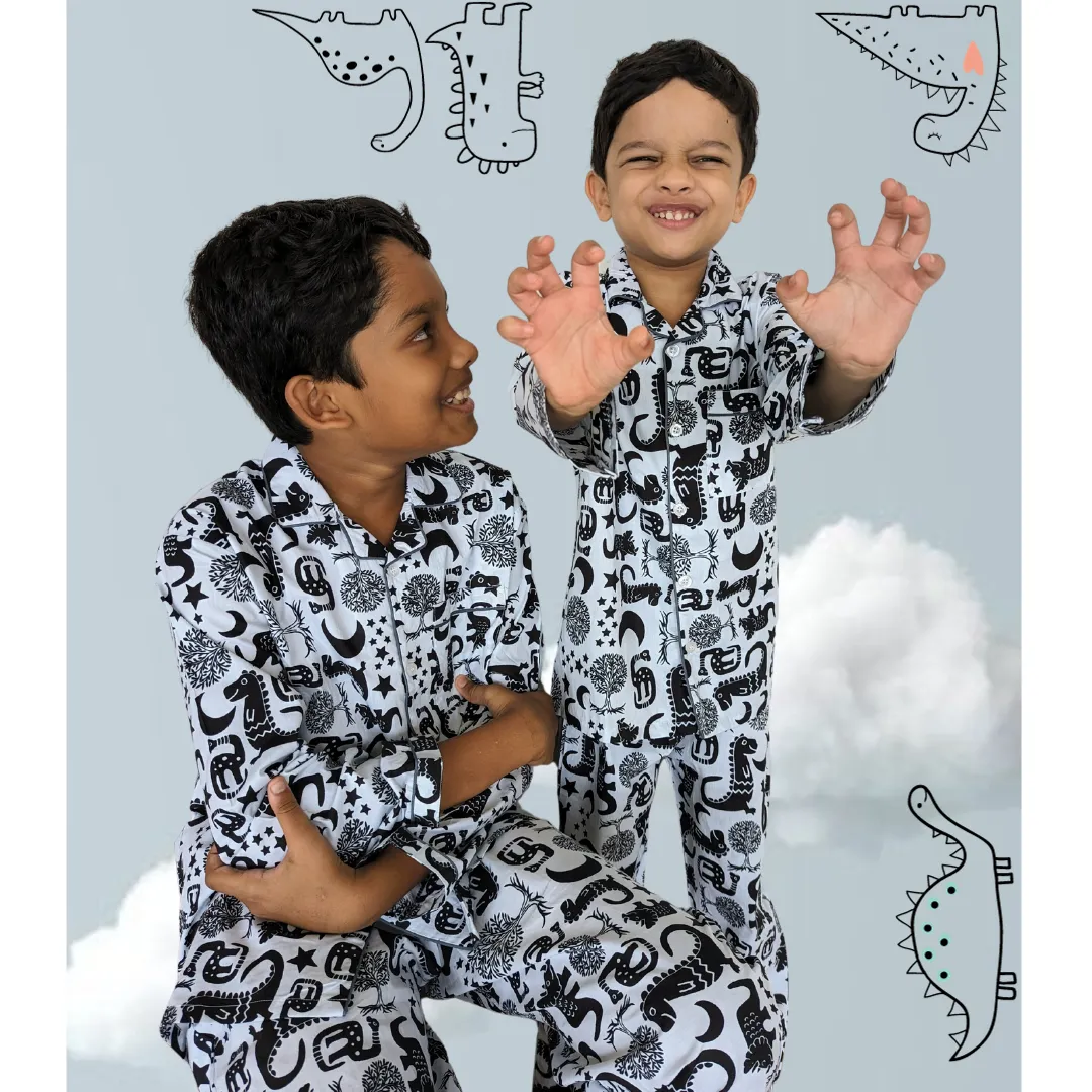 Cotton Night Suit for Kids | Dinosaur Dancing