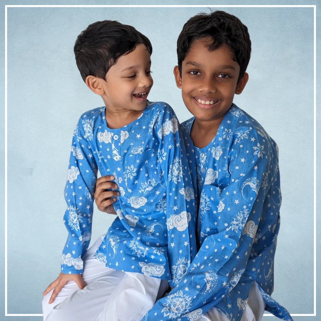 Cotton Night Suit for Kids | Nayantaara Blue