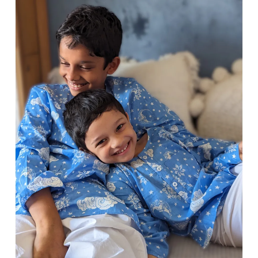 Cotton Night Suit for Kids | Nayantaara Blue