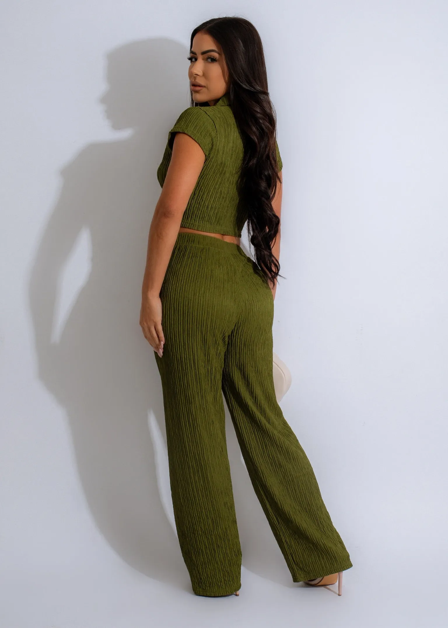 Crimson Cascade Pant Set Green