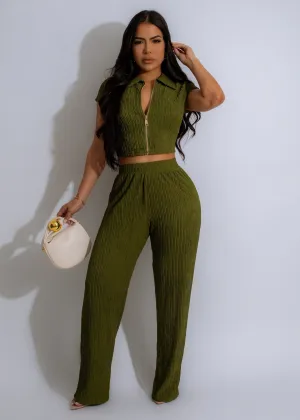 Crimson Cascade Pant Set Green