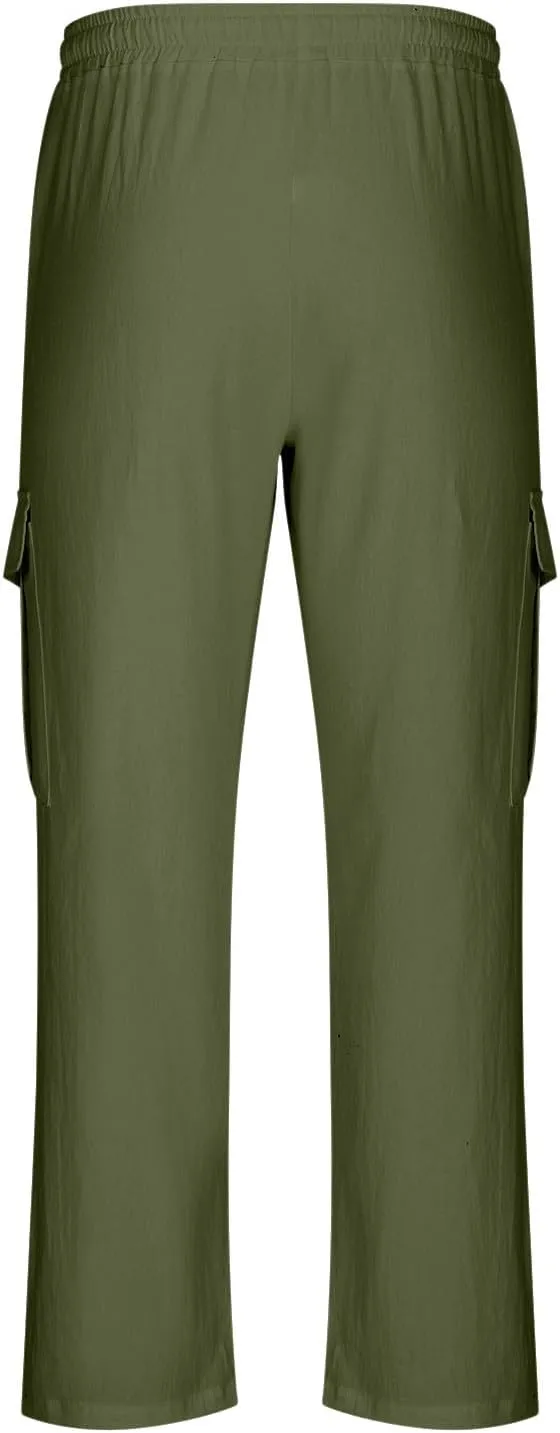 Ctreela Men Baggy Sweatpants Casual Autumn Straight Leg Basic Beach Pants Solid Drawstring Elastic Waisted Lounge Pants