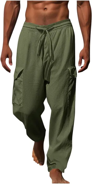 Ctreela Men Baggy Sweatpants Casual Autumn Straight Leg Basic Beach Pants Solid Drawstring Elastic Waisted Lounge Pants