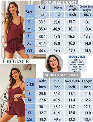 Ekouaer Camisole Shorts Pajamas Sets 2 Piece (US Only)