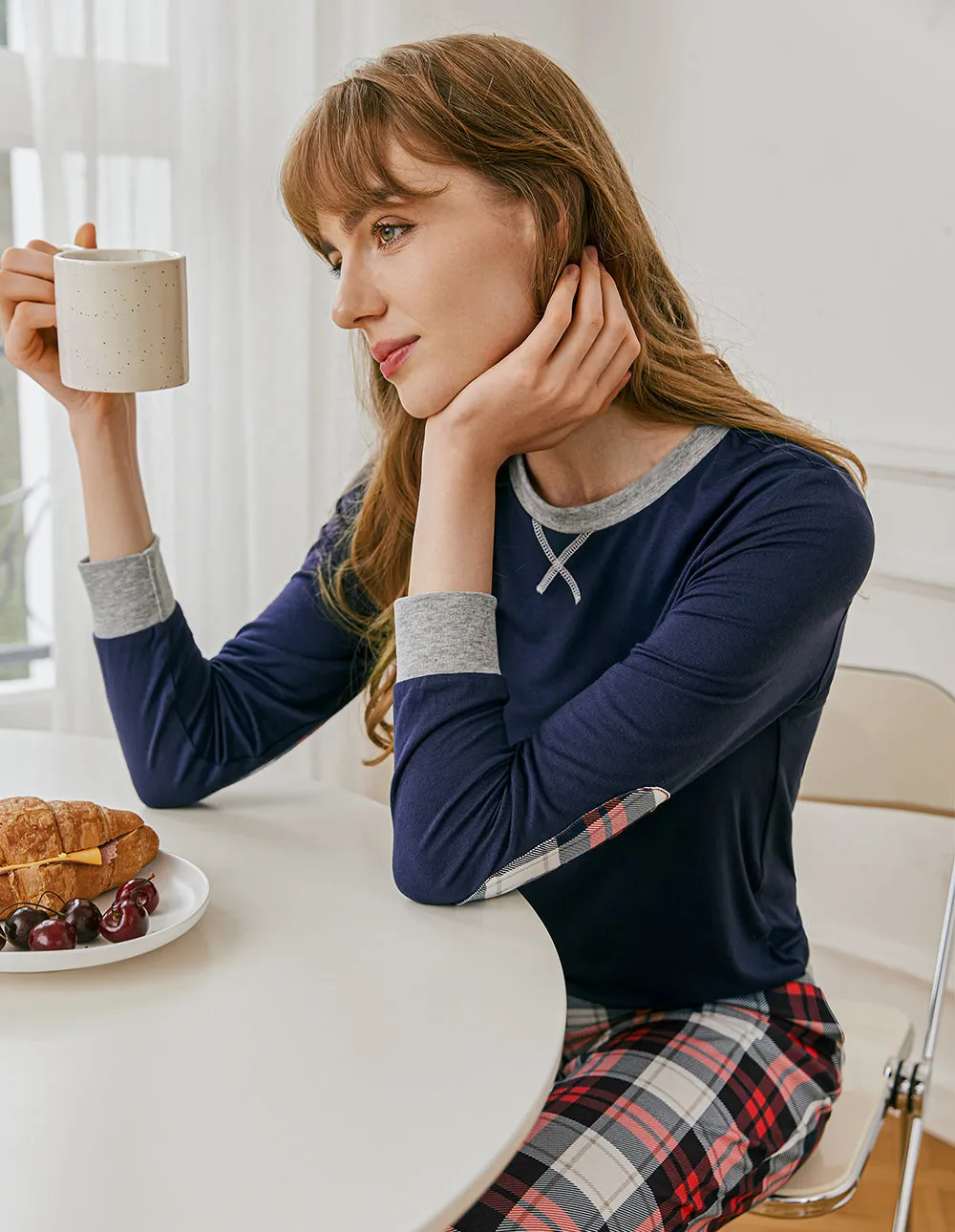 Ekouaer Soft Plaid Pajama Set (US Only)