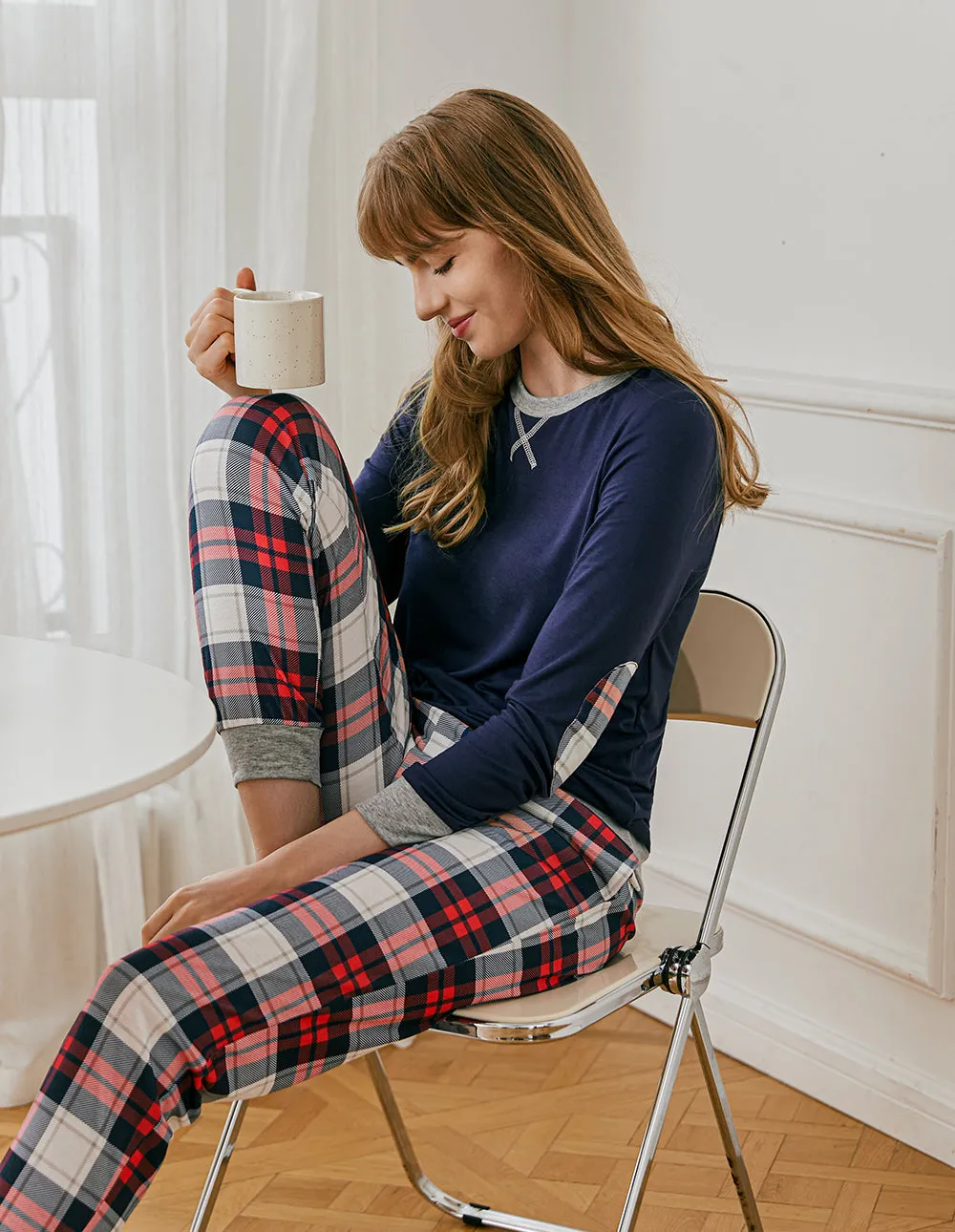 Ekouaer Soft Plaid Pajama Set (US Only)