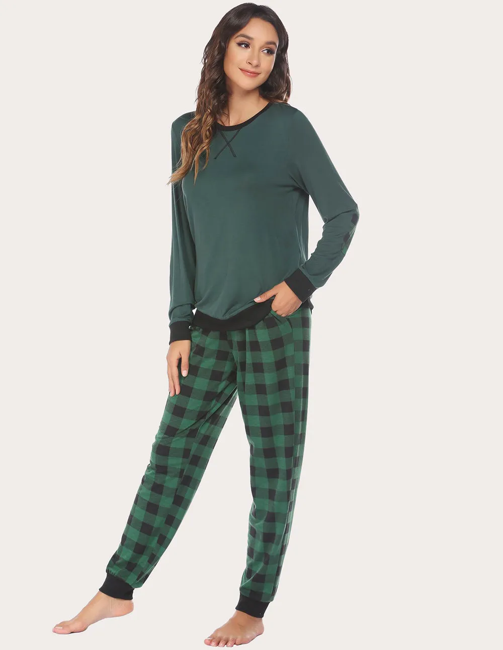Ekouaer Soft Plaid Pajama Set (US Only)