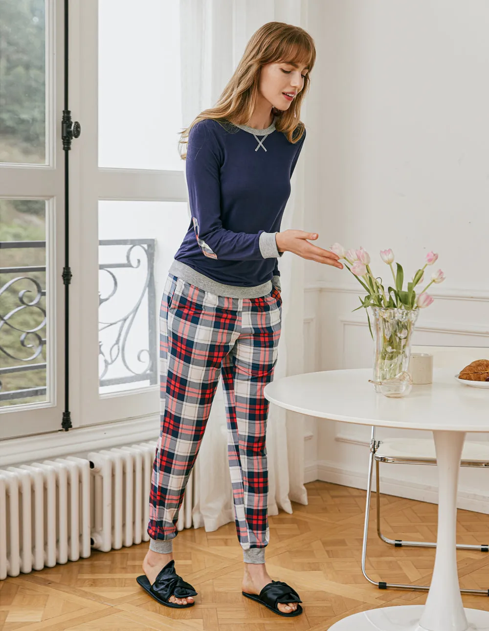 Ekouaer Soft Plaid Pajama Set (US Only)