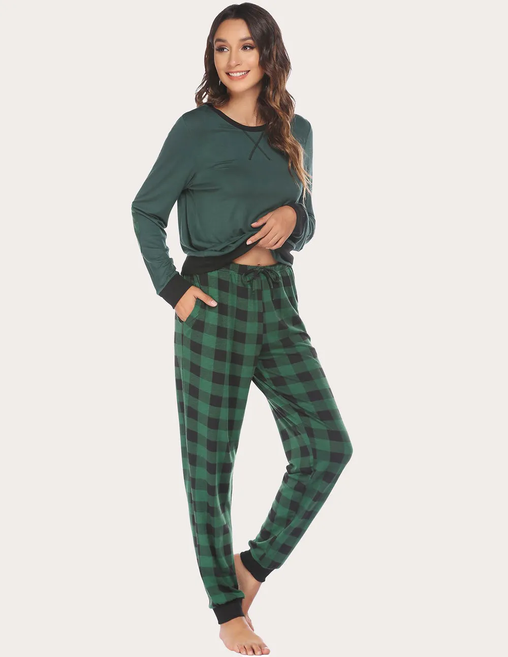 Ekouaer Soft Plaid Pajama Set (US Only)