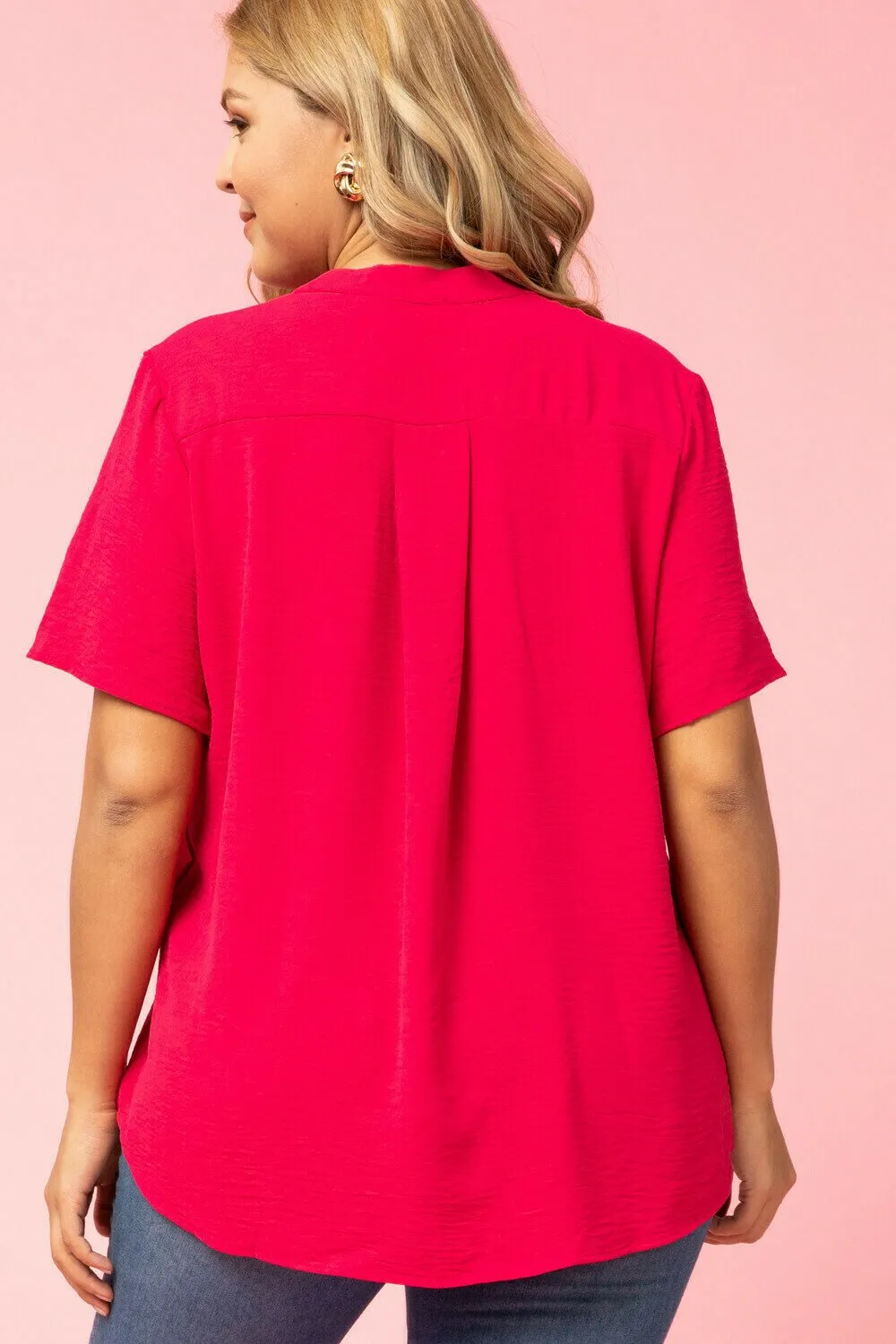 Entro Fuchsia V Neck Plus Blouse