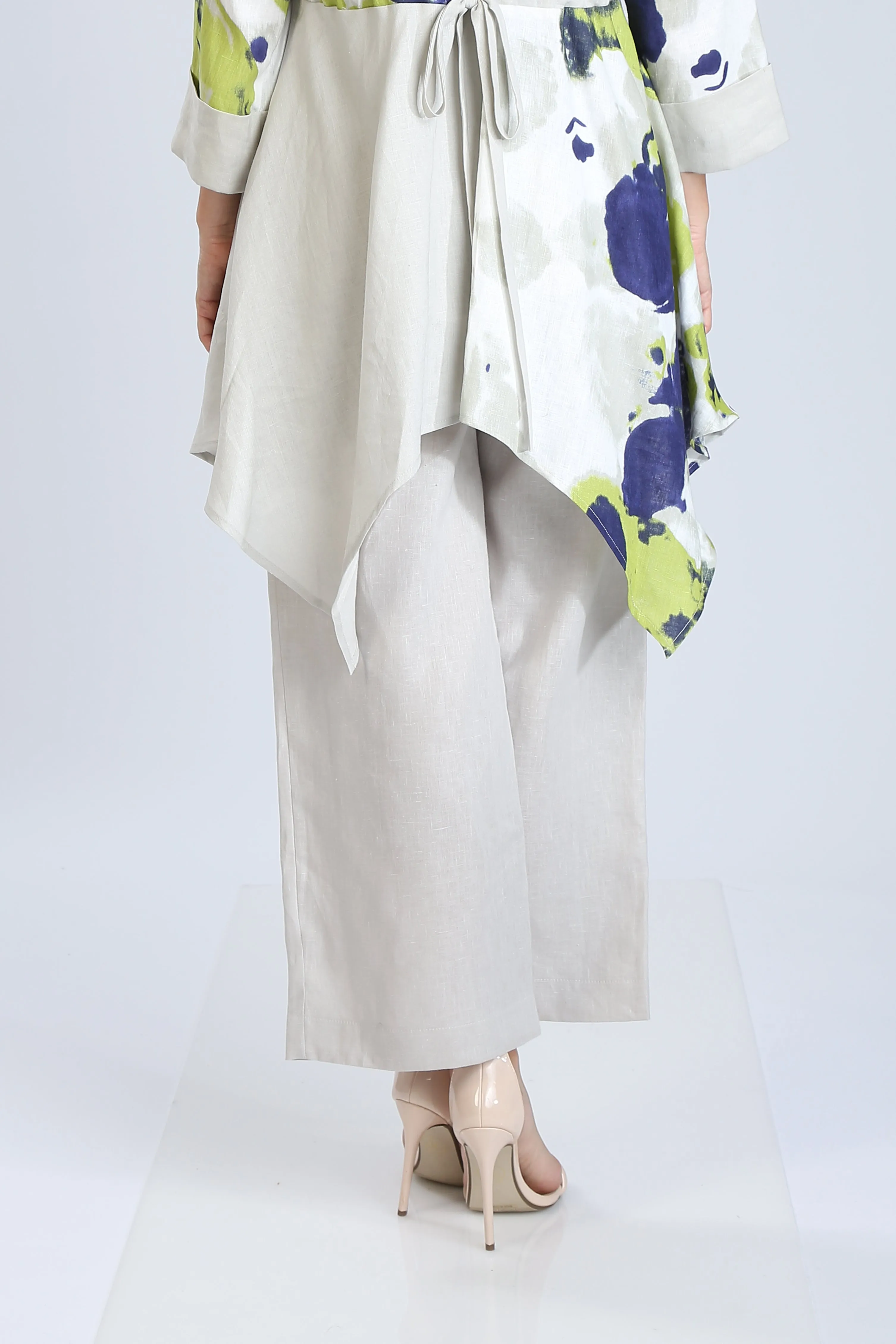 Gray Wide Leg Linen Pants