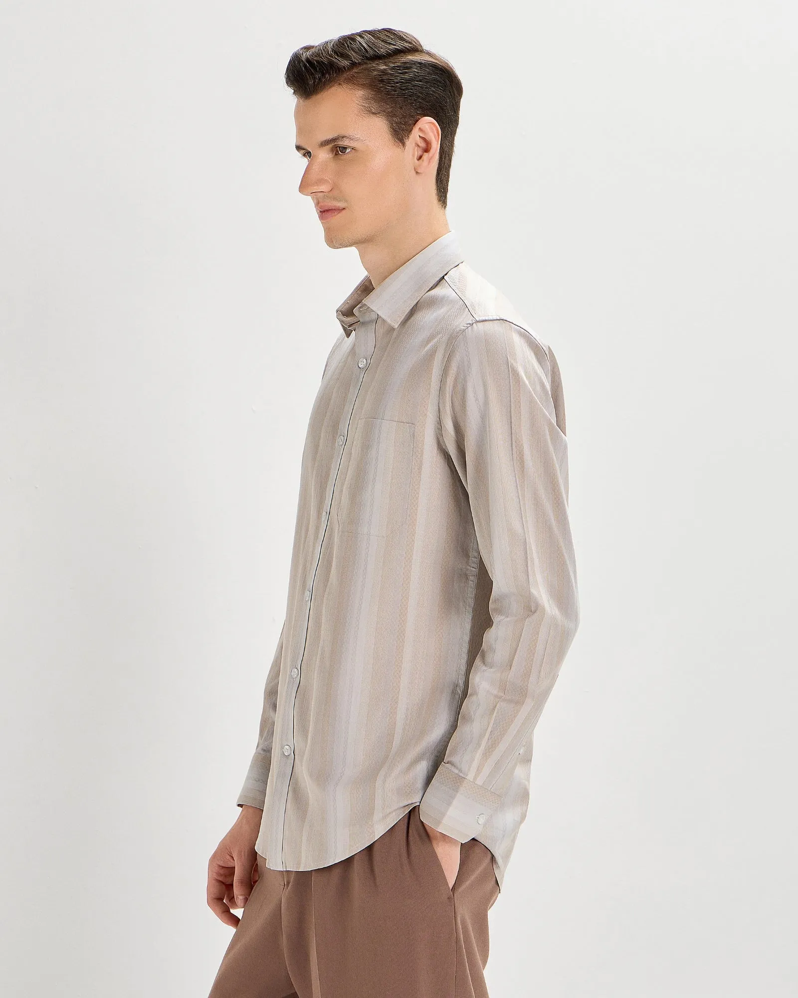 Indian Tan Striped Shirt