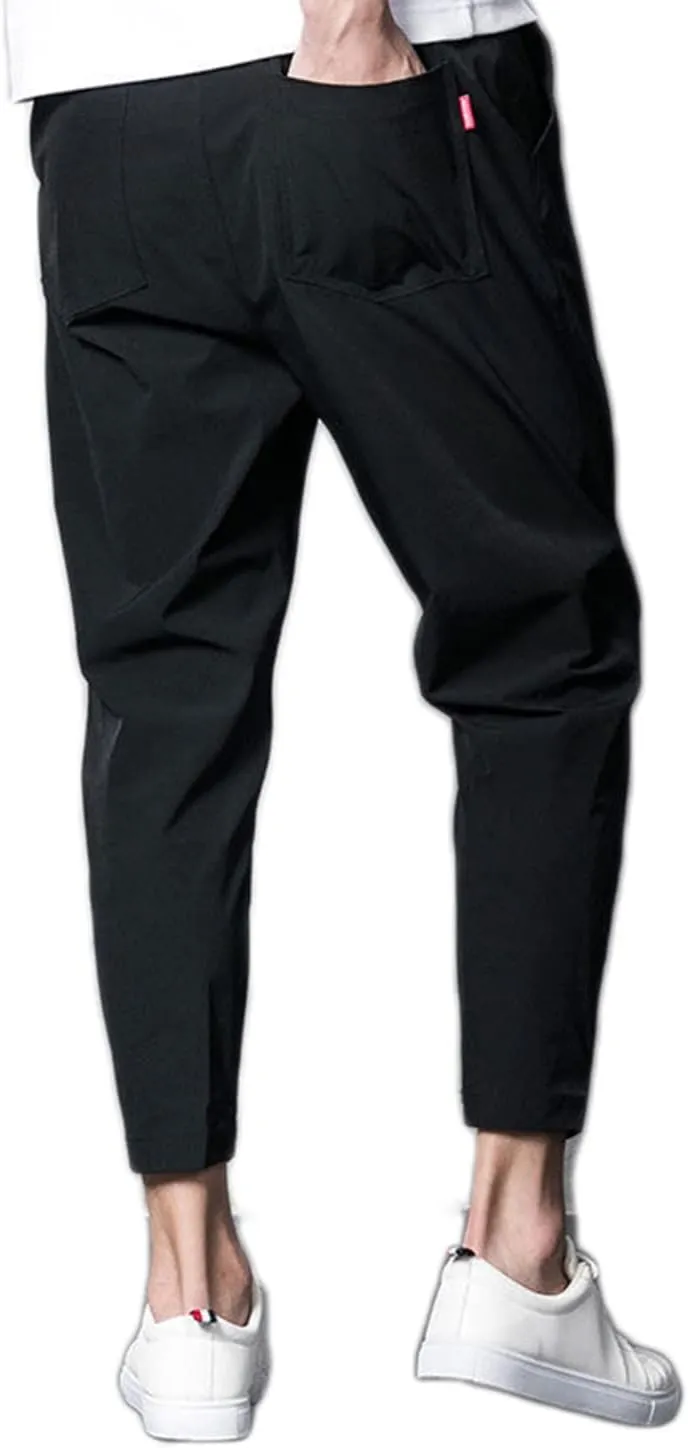 INVACHI Men's Slim Fit Khaki Pants Stretch Cropped Chino Skinny Pants 3/4 Pants