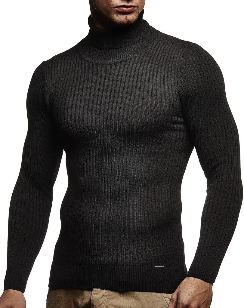 Leif Nelson Men's Turtleneck Sweater Slim Fit | Men's Polo Neck Longsleeve | Turtleneck Sweater Long Sleeve for Men