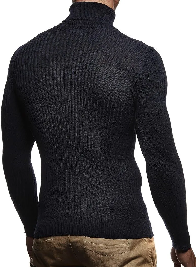 Leif Nelson Men's Turtleneck Sweater Slim Fit | Men's Polo Neck Longsleeve | Turtleneck Sweater Long Sleeve for Men