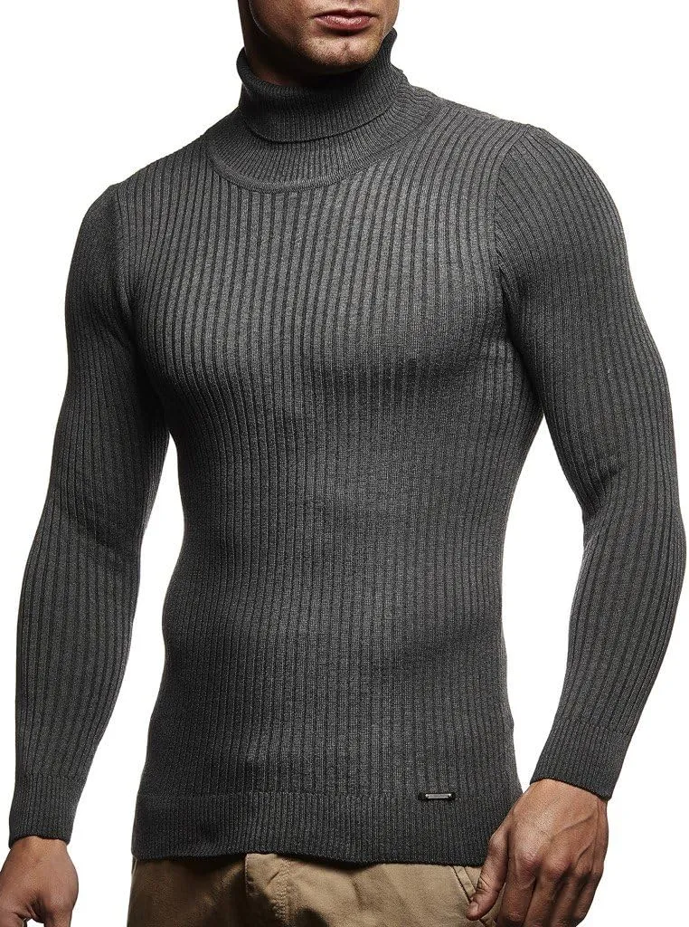 Leif Nelson Men's Turtleneck Sweater Slim Fit | Men's Polo Neck Longsleeve | Turtleneck Sweater Long Sleeve for Men