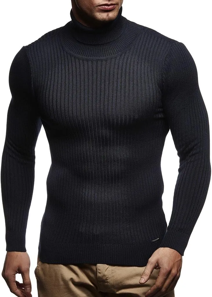 Leif Nelson Men's Turtleneck Sweater Slim Fit | Men's Polo Neck Longsleeve | Turtleneck Sweater Long Sleeve for Men