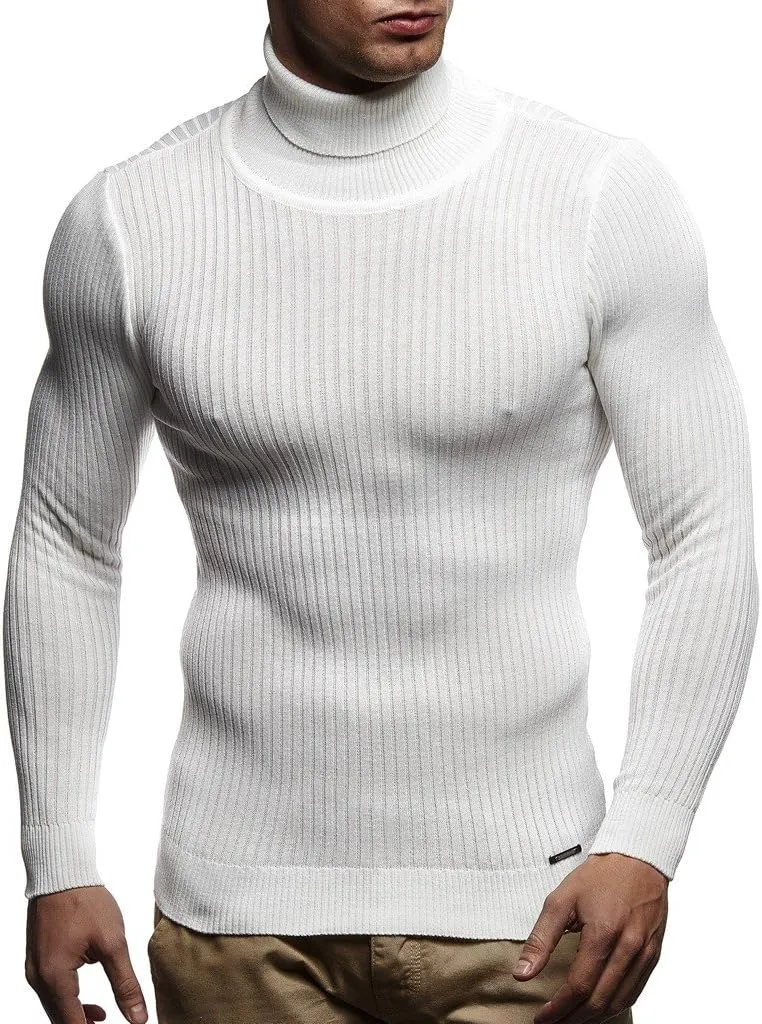 Leif Nelson Men's Turtleneck Sweater Slim Fit | Men's Polo Neck Longsleeve | Turtleneck Sweater Long Sleeve for Men