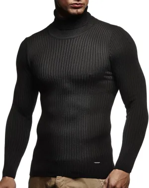 Leif Nelson Men's Turtleneck Sweater Slim Fit | Men's Polo Neck Longsleeve | Turtleneck Sweater Long Sleeve for Men