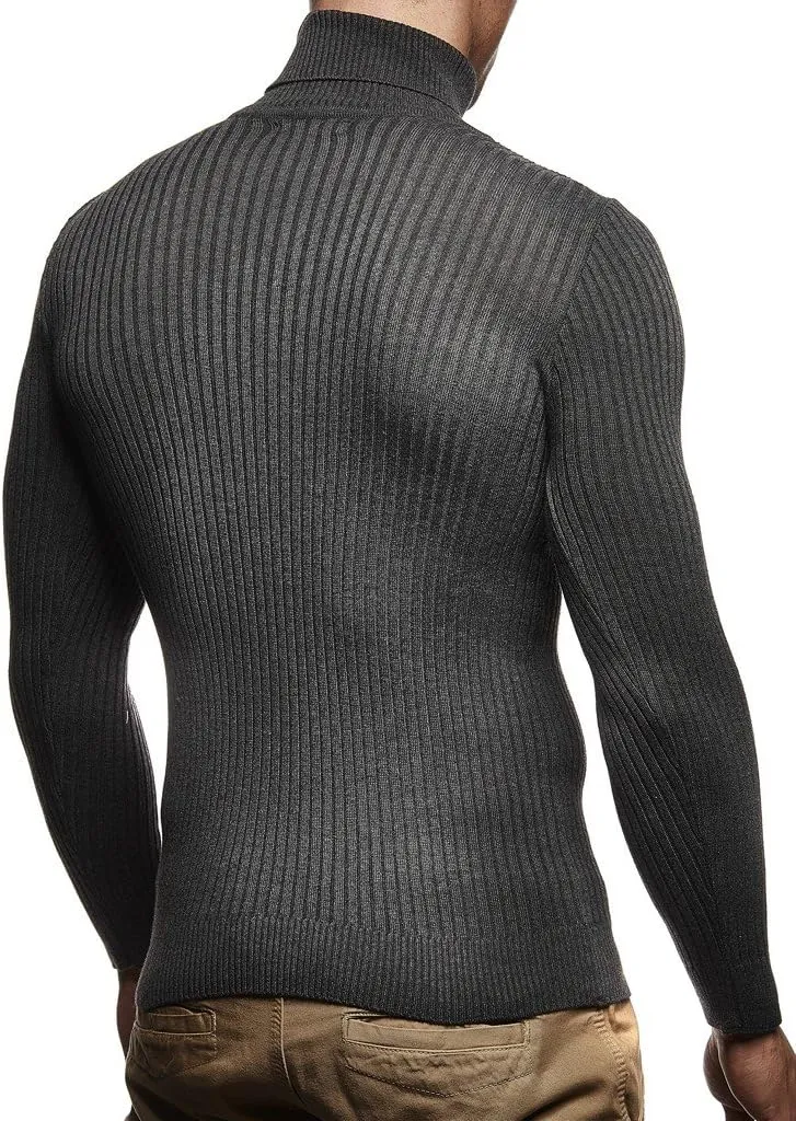 Leif Nelson Men's Turtleneck Sweater Slim Fit | Men's Polo Neck Longsleeve | Turtleneck Sweater Long Sleeve for Men