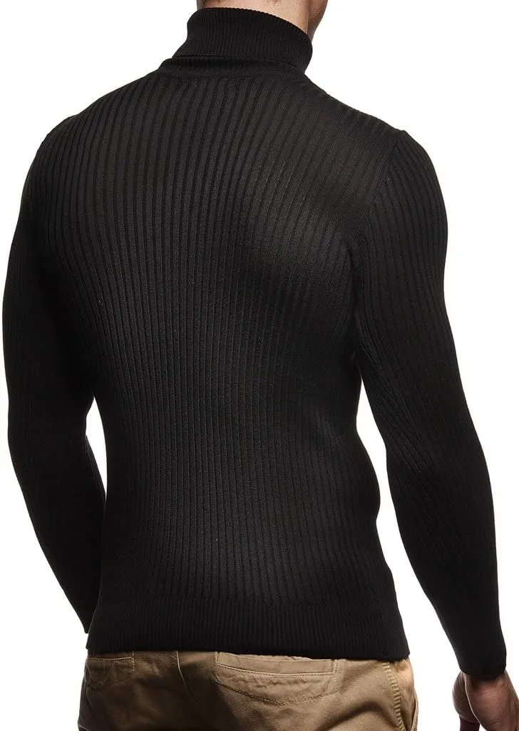Leif Nelson Men's Turtleneck Sweater Slim Fit | Men's Polo Neck Longsleeve | Turtleneck Sweater Long Sleeve for Men