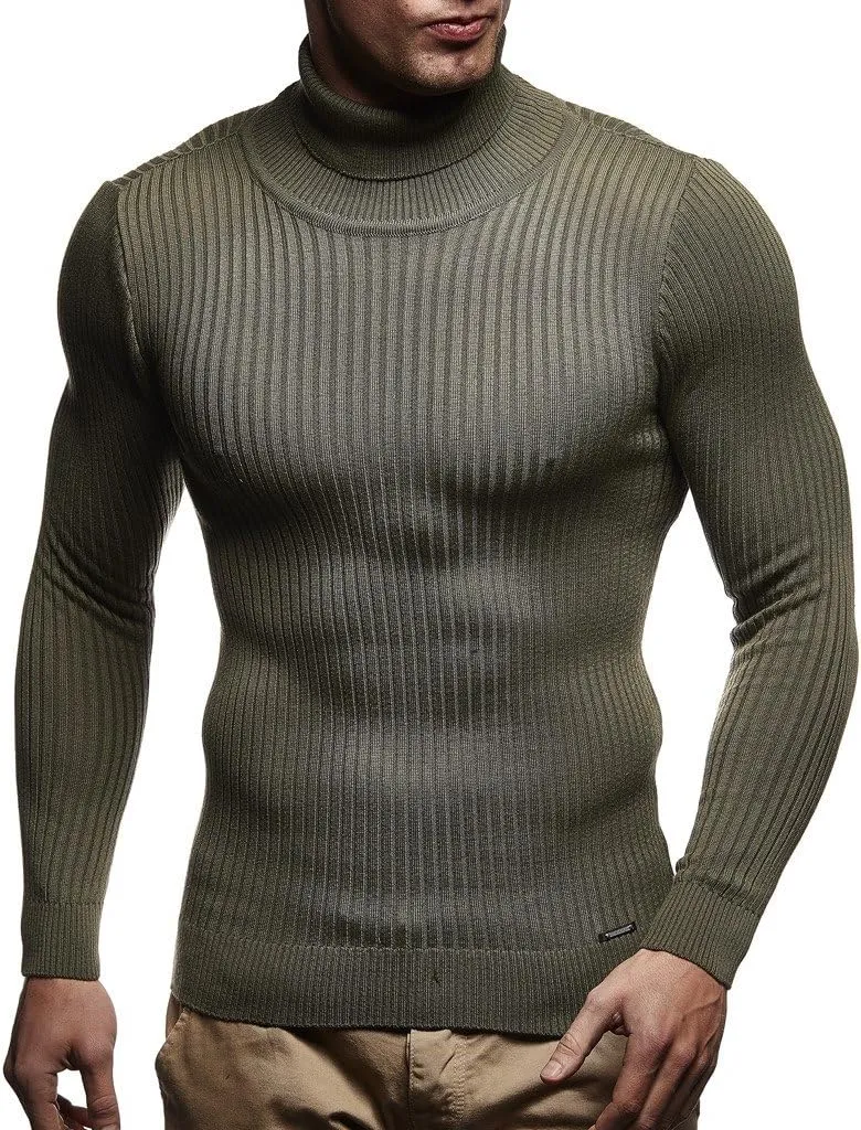 Leif Nelson Men's Turtleneck Sweater Slim Fit | Men's Polo Neck Longsleeve | Turtleneck Sweater Long Sleeve for Men