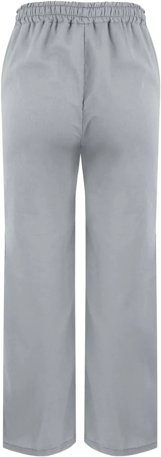 Linen Pants for Women 2025 Summer High Waist Elastic Straight Leg Pant Casual Loose Lightweight Beach Trousers