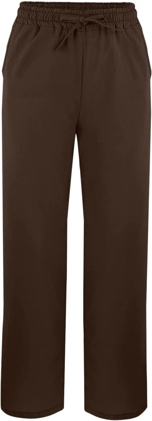 Linen Pants for Women 2025 Summer High Waist Elastic Straight Leg Pant Casual Loose Lightweight Beach Trousers