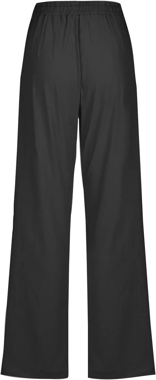 LRMQS Linen Pants Women Beach Vacation Elastic Waist Drawstring Cotton Trousers Pant Gauze Loose 2025 Casual Summer Clothes
