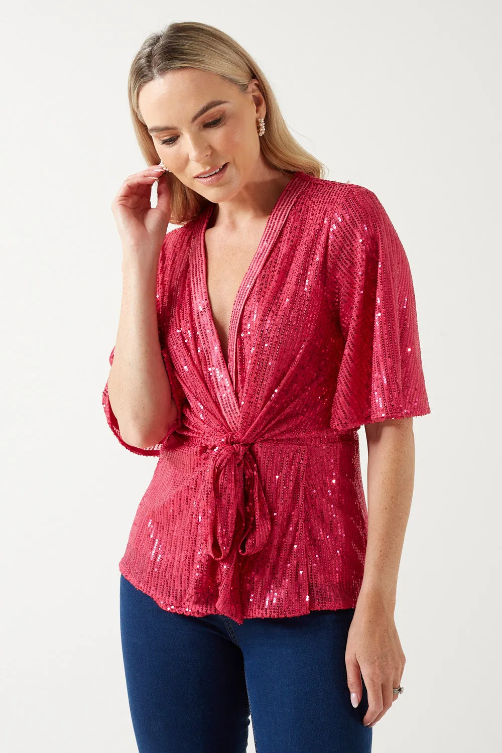 Marc Angelo Sequin Tie Top