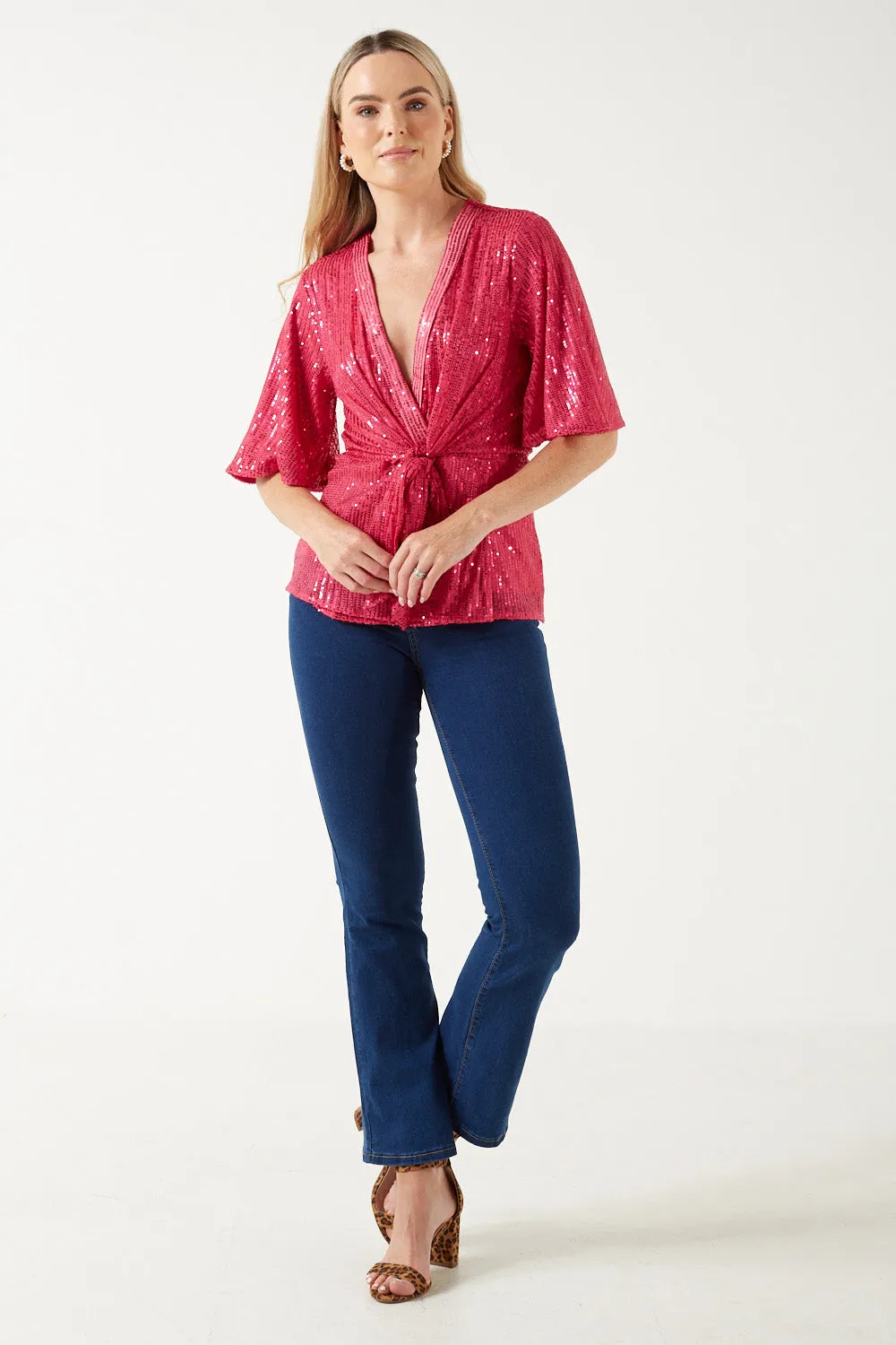 Marc Angelo Sequin Tie Top