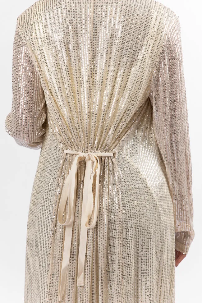 Memorable Feeling Gold Sequin Kimono FINAL SALE