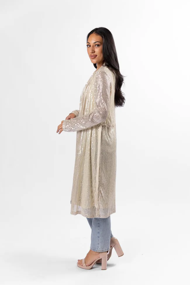 Memorable Feeling Gold Sequin Kimono FINAL SALE