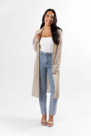 Memorable Feeling Gold Sequin Kimono FINAL SALE