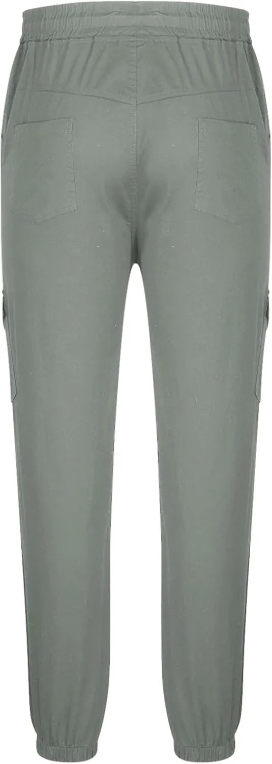 Men Cargo Jogger Pants Stretch Sweatpants Slim Fit Tactical Pants with Zipper Pockets Casual Elastic Waist Trousers