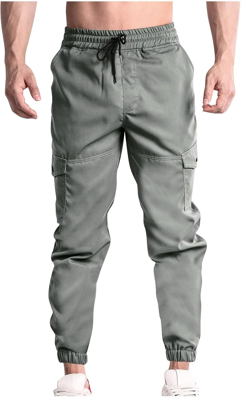 Men Cargo Jogger Pants Stretch Sweatpants Slim Fit Tactical Pants with Zipper Pockets Casual Elastic Waist Trousers