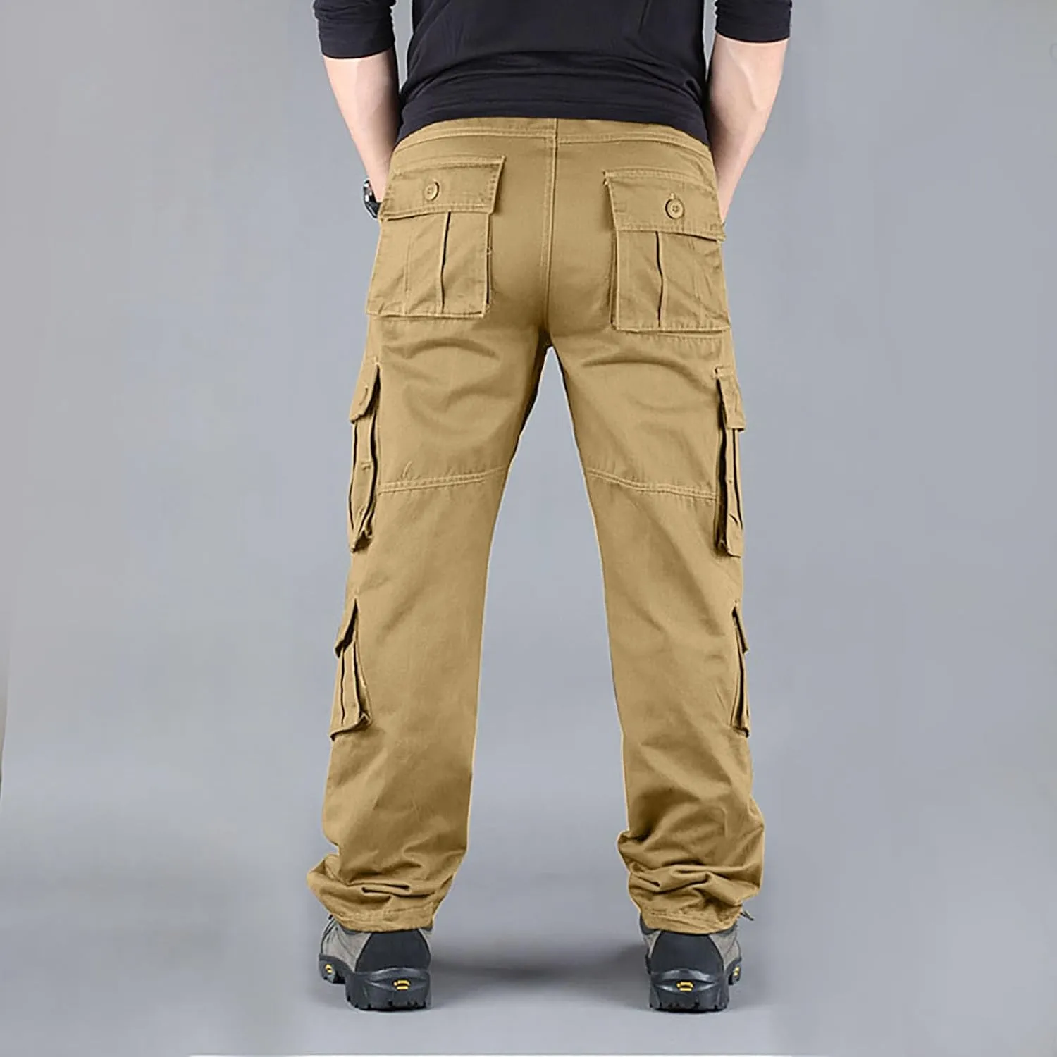 Men's Casual Cargo Pants Lightweight Hiking Work Elastic Waist Tactical Pants
