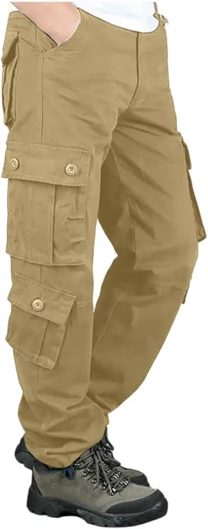 Men's Casual Cargo Pants Lightweight Hiking Work Elastic Waist Tactical Pants