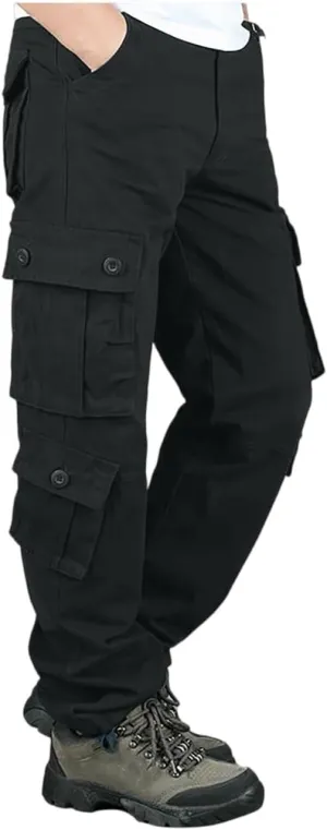 Men's Casual Cargo Pants Lightweight Hiking Work Elastic Waist Tactical Pants