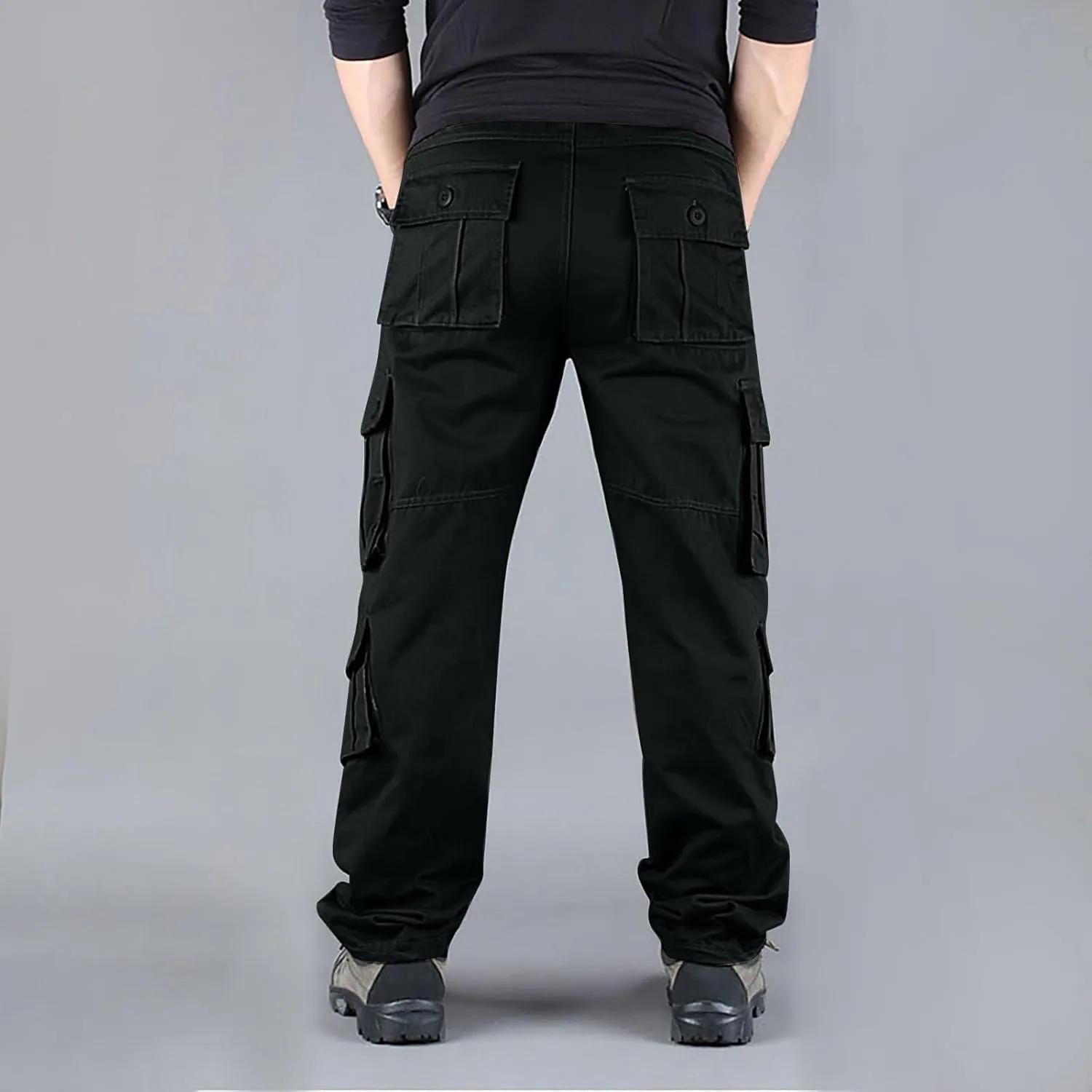 Men's Casual Cargo Pants Lightweight Hiking Work Elastic Waist Tactical Pants
