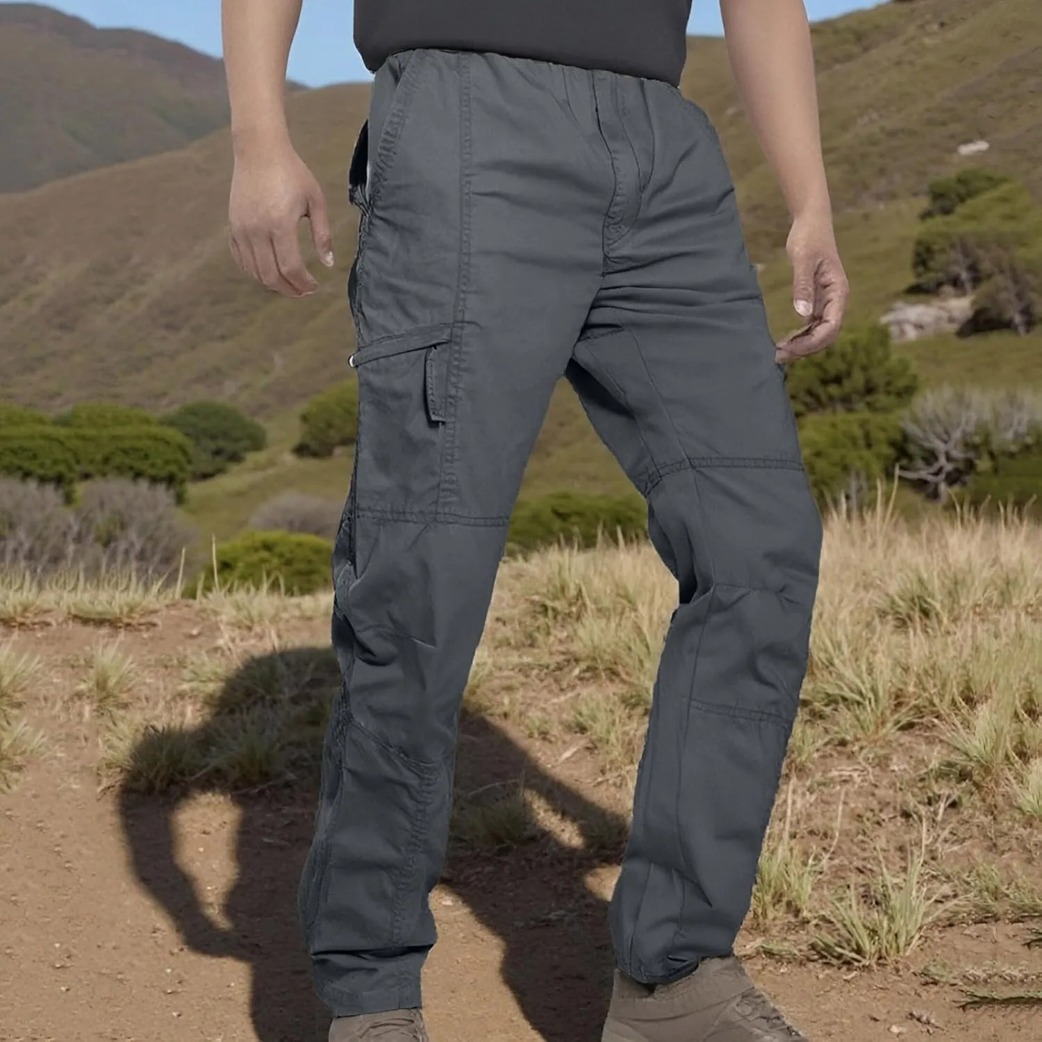Men's Casual Cargo Pants Straight-Leg Slim Fit Pants
